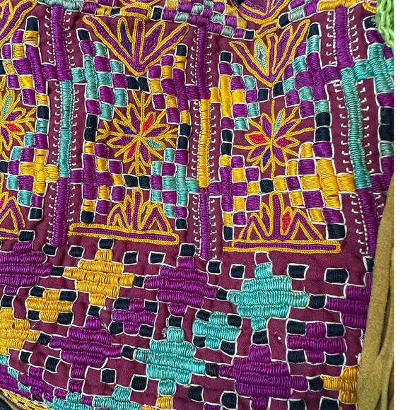 Ibiza World Family Handbag Women's Handcrafted Leather Embroidered Boho Artsy - Picture 4 of 16